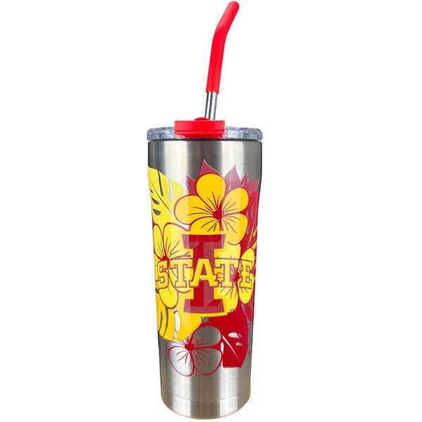 I-State Cardinal & Gold Floral Tumbler